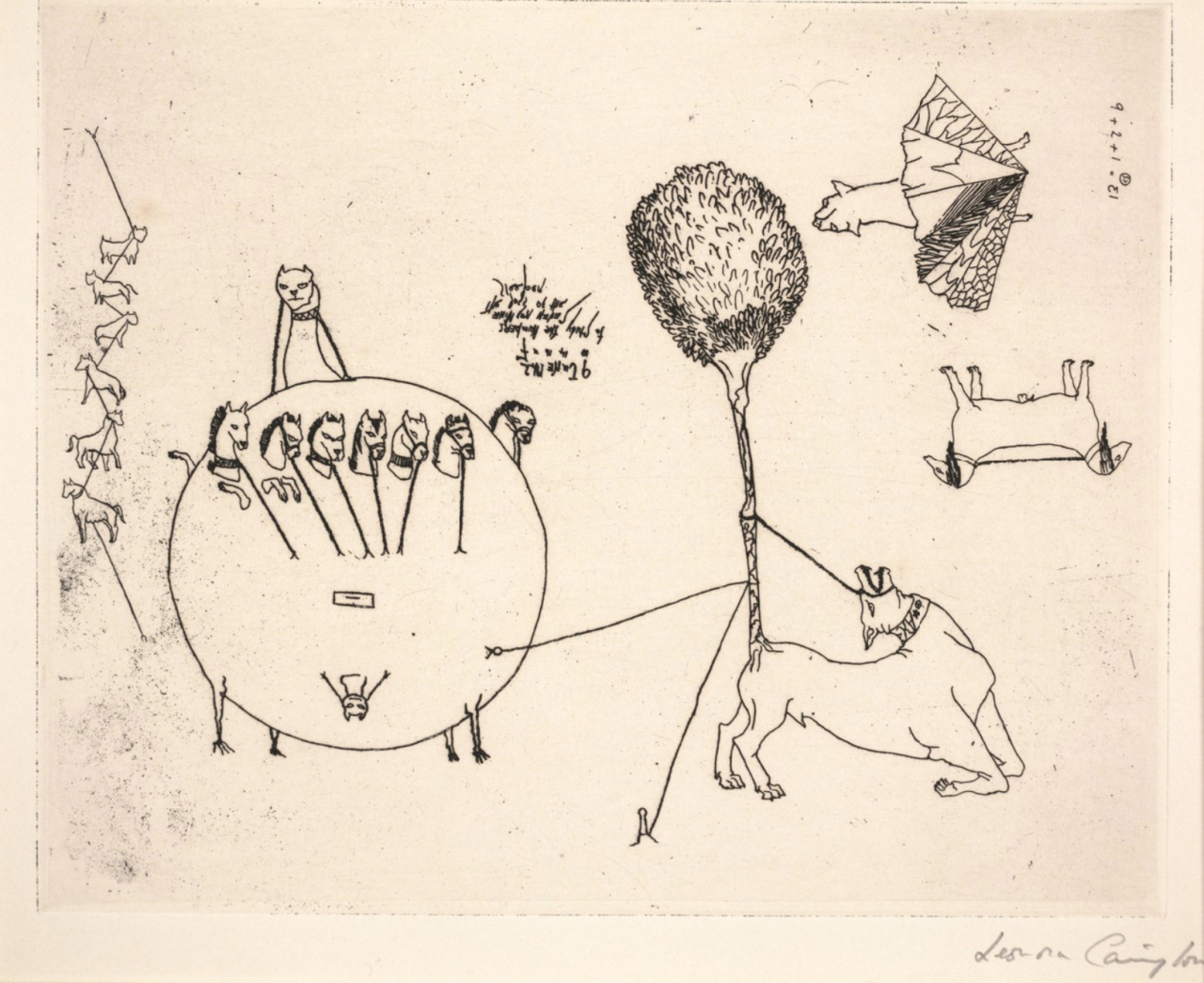 surrealism: To Study the Numbers from Surrealist Portfolio VVV by Leonora Carrington,