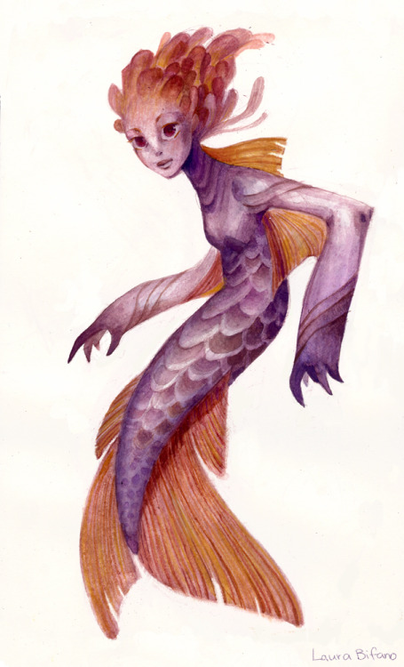 Porn Pics bifanoland:  A sketchbook painting of a Mermaid!