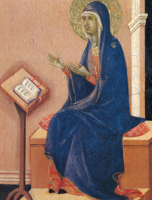 artist-buoninsegna:Annunciation (Fragment), 1308, Duccio di BuoninsegnaMedium: wood, tempera