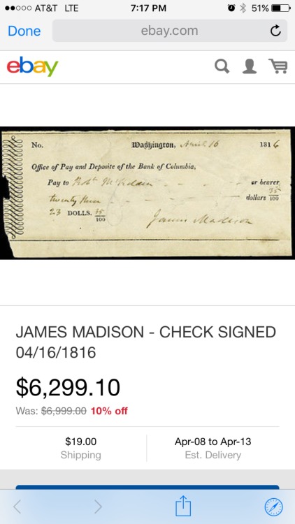 e-pluribusunum:I’m going to steal $23 from the 4th president of the fucking United States.