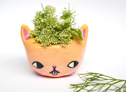 ponyponypeoplepeople:Kitty Planters by PONY PEOPLE