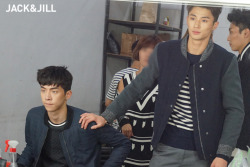 ygkpluswithfriends:   [BTS] Jack&amp;Jill 2014 FW Collection - Byun Woo Seok, Nam Joo Hyuk 