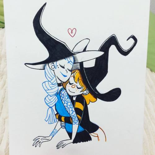 Day 29, a witchy couple #inktober #inktober2016 #witchyartchallenge #girlslove #love #couple #witch 