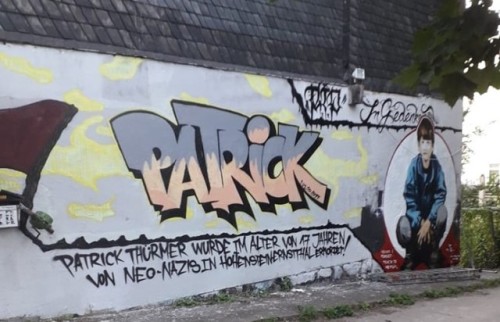 Memorial mural for Patrick Thürmer, a 17-year-old murdered by neo-nazis on the 2nd of October 1999 i