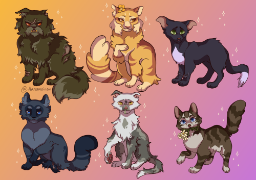 A few warriorcats designs with and without shading! :) 