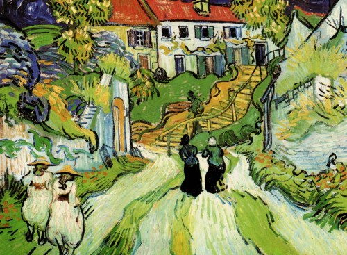 vincentvangogh-art: Village Street and Steps in Auvers with Figures, 1890 Vincent van Gogh