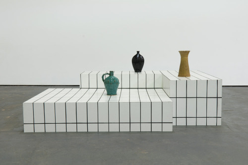 confront:  Eva Berendes, Untitled, 2011 Cardboard, spraypaint, wood, primer & found ceramic objects. via mtrt 