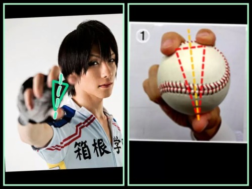 great-blaster:A fan tweets that Arakita’s gabu-gabu pose looks similar to a pitcher holding a baseba