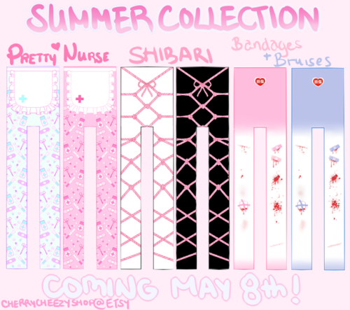 cherrycheezy:SUMMER COLLECTION COMING MAY 8TH, 2017!Includes 3 Tights Designs + 2 Shirts Designswww.