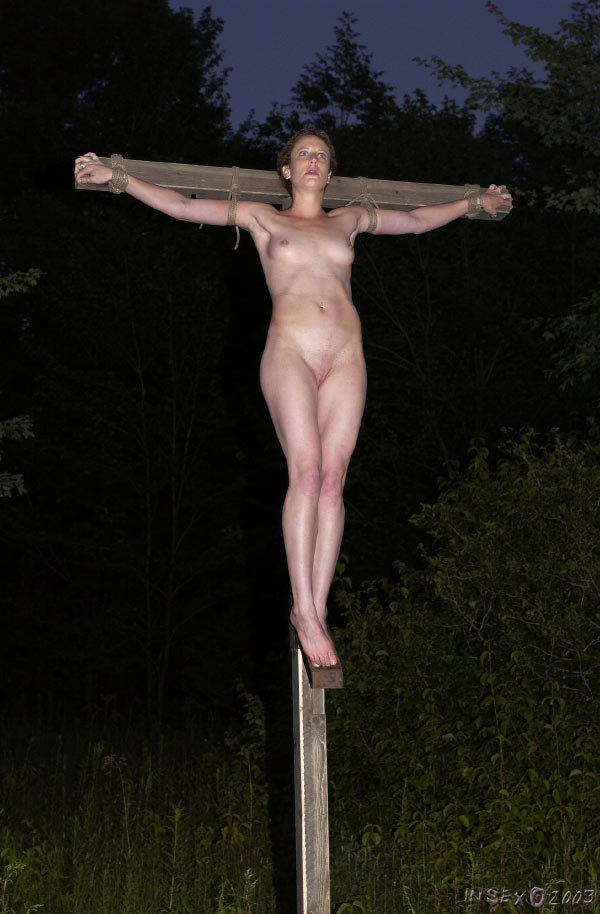 caged4ever:  this is the correct way to start a crucifixion. the slave herself is