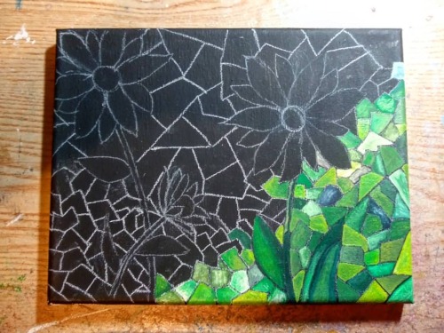 A painting in progress. Mosaic style. Got a ways to go. #blackeyedsusanhttps://www.instagram.com/p