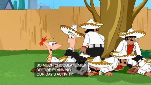 Phineas likes drinking chocolate milk (though drinking it in excess makes him hyper).