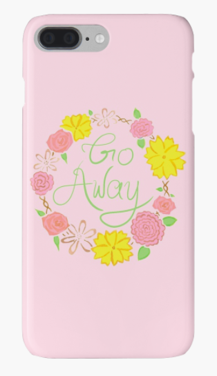 New design!Check out “Go Away”, a pretty floral wreath with a…concise message.This design and