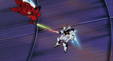 mecha-gifs:  Awesome Mecha Fights 24/?? Nu Gundam vs Sazabi