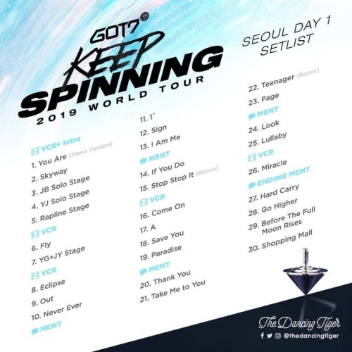 KEEP SPINNING WORLD TOUR SETLIST: SEOUL DAY 1 #GOT7