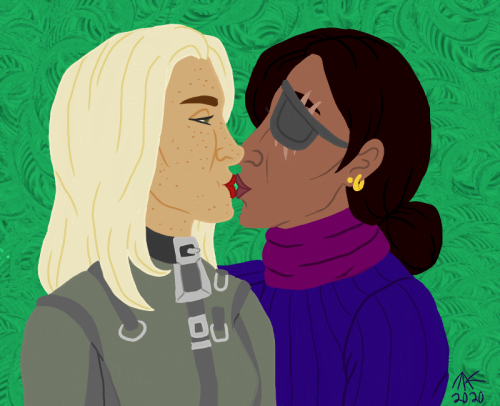 kourumi: OC Kiss Week Day 5- ~~Solely Sweet~~@trashofthewasteland‘s Victoria and Reegan!!