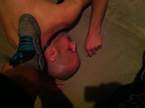 yoloswagto:  Getting stomped on and made to roll around in the dirty basement… Just like the worthless slut I am!