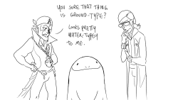 askfordoodles:  Conclusion:  How Archie and Maxie learned to stop worrying and love the Quag. A lot of people were wondering what the team leaders’ opinion on Quagsire’s dual water/ground typing would be…  my main second gen pokemon &lt;3