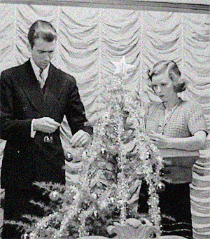 durbeyfields:Margaret Sullavan and Jimmy Stewart decorate the tree in The Shop Around the Corner (19