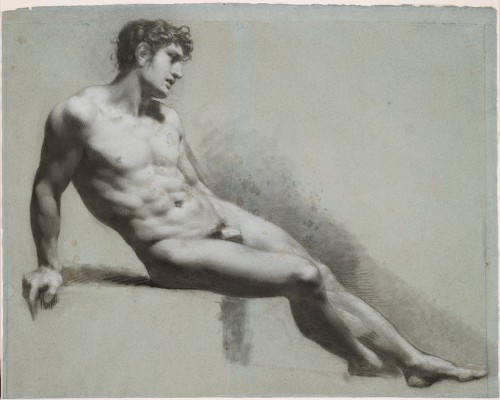 pierre-paul-prudhon: Male Nude Figure Resting, Pierre-Paul Prud'hon, c. 1815-1820, Harvard Art Museu