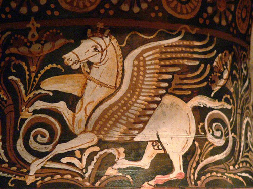 dwellerinthelibrary: Roman Volute Krater 4th century BCE detail of Pegasus by mharrsch on Flickr. Ph