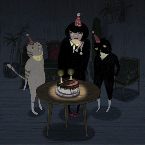 sunxinbiu:#cat #sunxinbiu #illustration #animation #gif #MIAOTHEATRE # birthday #2018