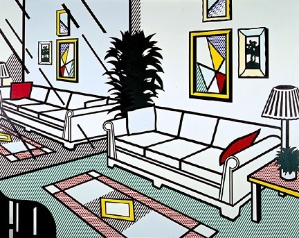 aestheticgoddess:Interior with mirrored wall, Roy Lichtenstein, 1991