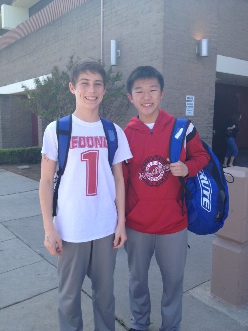 Jason Fong, right, with a Redondo Union High School wrestling teammate.SCA5 raised the ire of some A