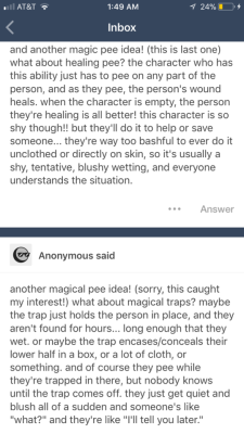 Ohhh yes a person could be like some warrior injured in a battle like cut on the leg and it hurts them to walk and can’t go back into battle until he’s healed but it hurts and will take a long time.. so finally the healer see and shyly offers her