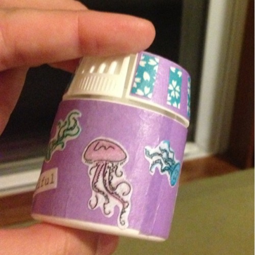 littlemissmutant: [Images show a pill bottle that has been decorated with origami paper and pictures
