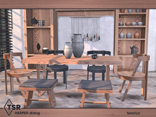 ***Harper Dining*** Sims 4. Includes 10 objects: two cabinets, dining chair, dining table, two funct