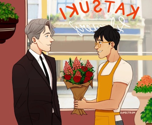 su-pectrum:flower shop au where victor comes into the shop once in a rush to get his friend flowers 