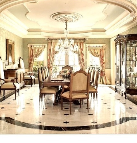 Enclosed - Dining RoomInspiration For A Large Timeless Marble Floor And Beige Floor Enclosed Dining Room