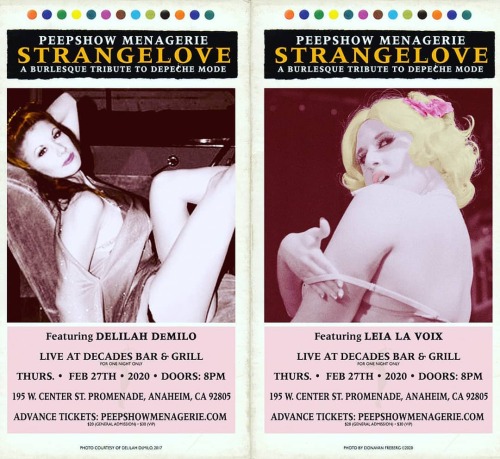 TONIGHT! See Delilah DeMilo, Leia La Voix, and many more in Peepshow Menagerie’s #burlesque tr
