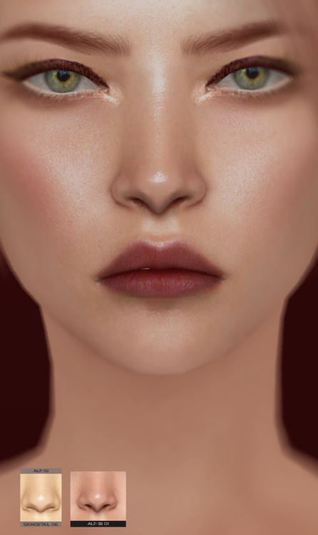 TS4 skindetail 06 &amp; preset 01 HQ nose (EA, 12 Nov)teen +;35 colors + overlay;1 preset;custom thu