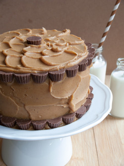 foodishouldnoteat:  Devil’s Food Layer Cake with Peanut Butter Frosting