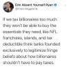 closet-keys:prole-log:[ID: tweet by @morninggloria reading, “if we tax billionaires too much they won’t be able to buy the essentials they need, like NFL franchises, islands, and tax deductible think tanks founded exclusively to legitimize fringe