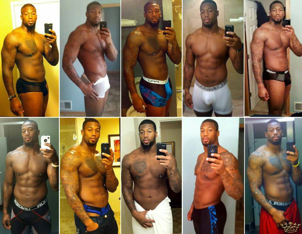 Pro NFL player Ray Edwards showing that bulge