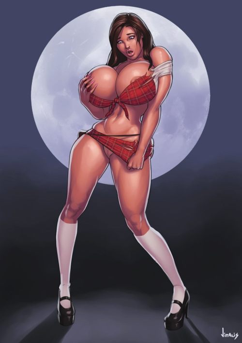 vitalisart: Paje, one of FullMoonMaster’s Kilt Girls, transforming into a bimbo by the light o