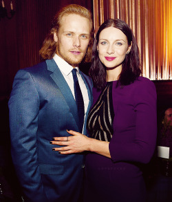 poisonedfreckles:Sam Heughan and Caitriona Balfe at ‘Outlander’ NYC Premiere