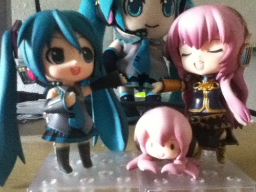 reunited and it feels so good  Also photobombing plush miku in the back