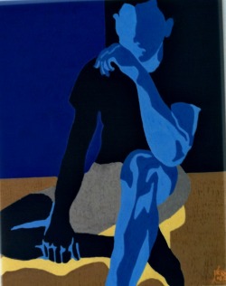 kwa56-blog:Seated figure.Acrylic paint on canvas.Approx 9x9inches.KRWall