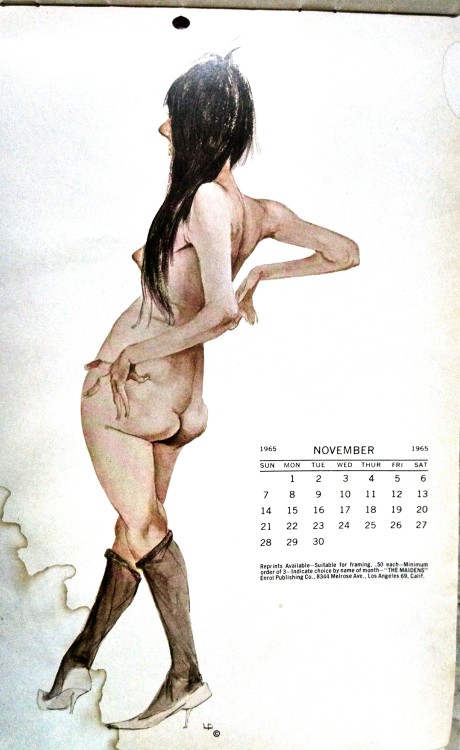 Miss November: “The Maidens 1965 Calendar: A portfolio of selected girls from down the street or up your alley” Whole collection available here: https://www.etsy.com/listing/212607287/vintage-the-maidens-1965-calendar-a