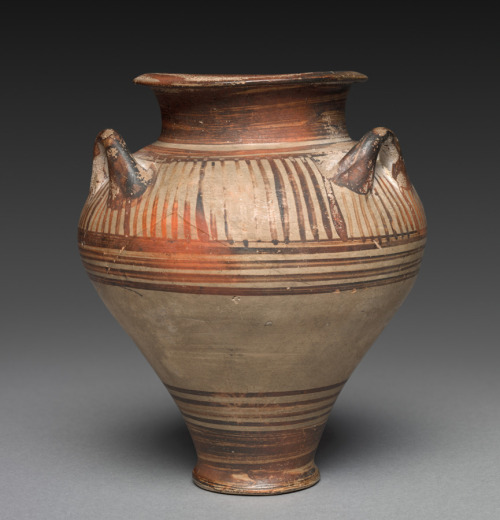 cma-greek-roman-art: Three Handled Jar, Late Helladic III A1 (mycenaean), Cleveland Museum of Art: G