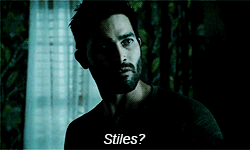 bilesandthesourwolf-deactivated:  Derek knows Stiles is in trouble and comes in, guns blazing, ready to help, only to realize Stiles has the situation in hand. And then Derek starts to notices that something isn’t quit right with the teen. 