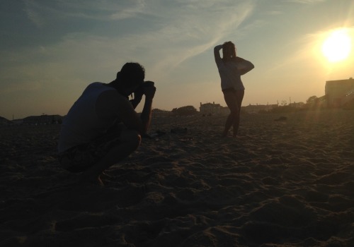 Sam and I on the beach today. (Belmar Beach. Photo by Alisa &ldquo;Li&rdquo; Affatato.)