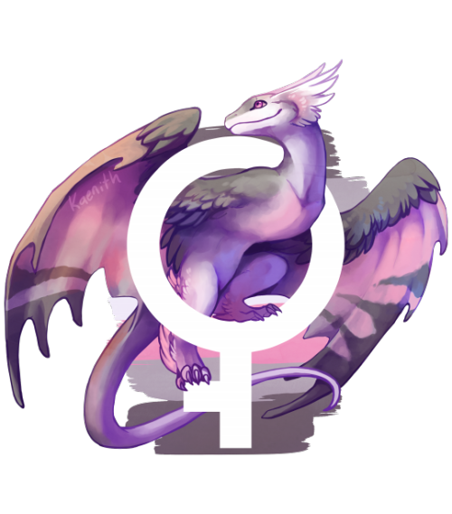 kaenith:  This week’s pride dragons (or pride wyverns, in this case?) are for demiboy and demigirl pride! The other finished pieces of this series-in-progress can be found here, and the to-do list here. These designs are also available on TeePublic