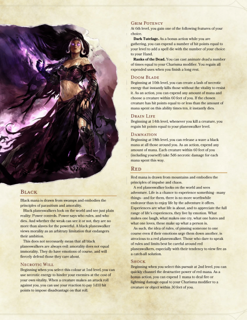 dnd-5e-homebrew:  MTG Planeswalker class by DersitePhantomRest of the spell list is in the source.