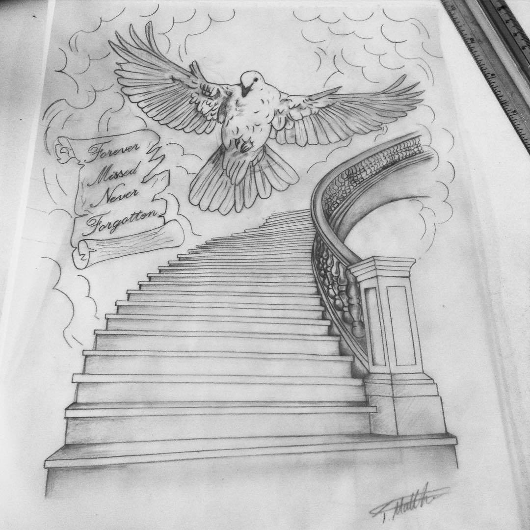Tattoo uploaded by Brandon King  Stairway to Heaven stairs religious  arm gates bird  Tattoodo