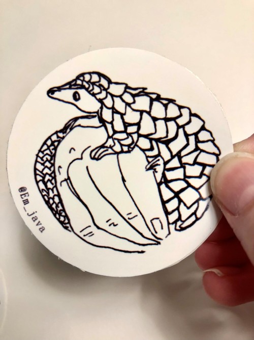 em-java: Here are my new pangolin stickers I made from this sketchbook spread a couple months ago. T